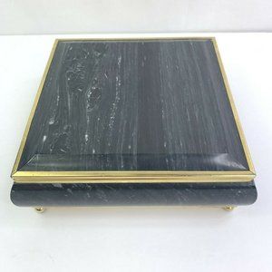 Jewelry Box Marble Musical Black Variegated Stone